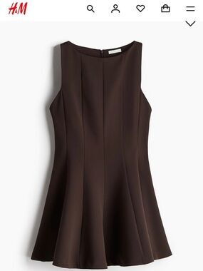 H&M Brown A-Line Dress with Flared Skirt